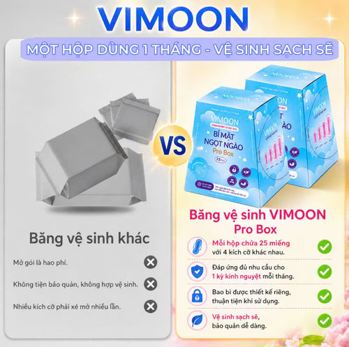 (COMBO 2 HỘP 50 MIẾNG) Băng vệ sinh VIMOON Pro Box Thế hệ thứ 3