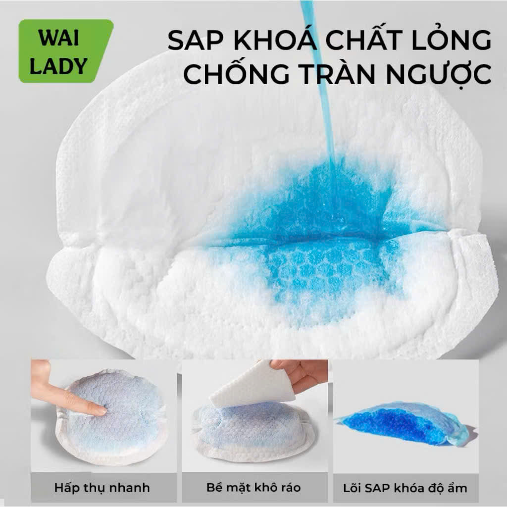 [MUA 1 TẶNG 1] MIẾNG LÓT THẤM SỮA WAI LADY (100 miếng) chống tràn, an toàn cho da