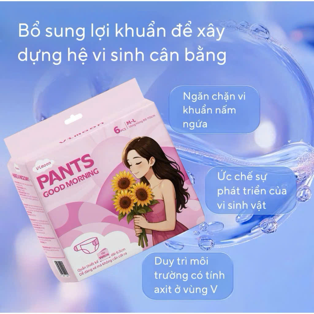 (MUA 1 TẶNG 1) (2 GÓI 12 MIẾNG) BĂNG VỆ SINH DẠNG QUẦN VIMOON PANTS GOOD MORNING loại mở dán